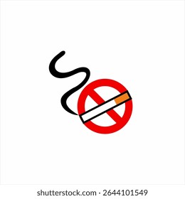 No smoking icon logo design with cigarette smoke concept forming the letter S.
