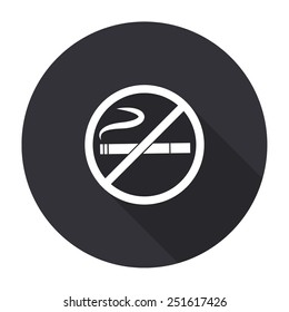 no smoking icon with long shadow - vector round button
