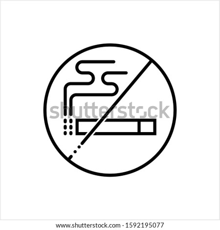 No Smoking Icon Monoline Style, Single Stroke Width Vector Art Illustration