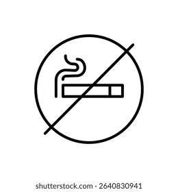No Smoking Icon Outline Style Thin Line Symbol Cigarette with Crossed Circle Vector