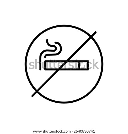 No Smoking Icon Outline Style Thin Line Symbol Cigarette with Crossed Circle Vector