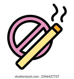 No smoking icon outline vector. Cigarette tobacco. Smoker vipe color flat