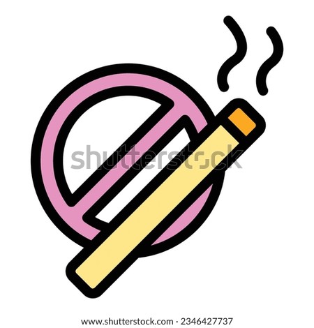 No smoking icon outline vector. Cigarette tobacco. Smoker vipe color flat