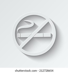 no smoking icon - paper vector illustration with shadow on light background