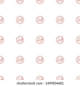 no smoking icon pattern seamless white background. Editable line no smoking icon. no smoking icon pattern for web and mobile.