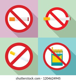 No smoking icon set. Flat set of no smoking vector icons for web design