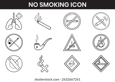 No Smoking icon Set illustration line art