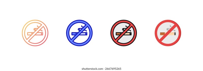 No Smoking Icon Set mehrere Stilkollektion