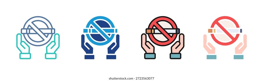 No Smoking icon set multiple style collection