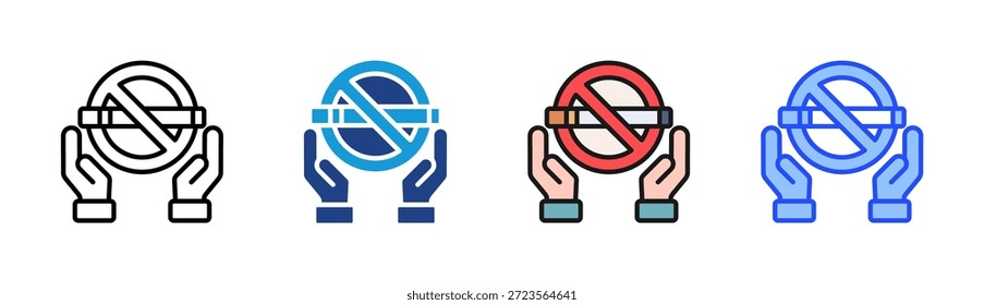 No Smoking icon set multiple style collection
