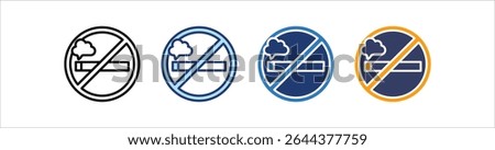 No Smoking Icon Set Multiple Style Collection