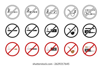no smoking icon set vector illustration isolated on white background.