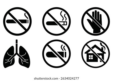 No Smoking icon Set Vector illustration