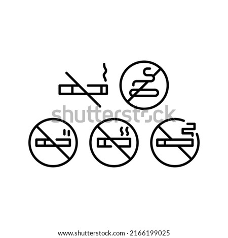 No Smoking Icon Set Vector Symbol Design Illustration
