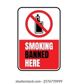 No smoking icon sign, Smoking banned here vector design, Smoking prohibited sign illustration