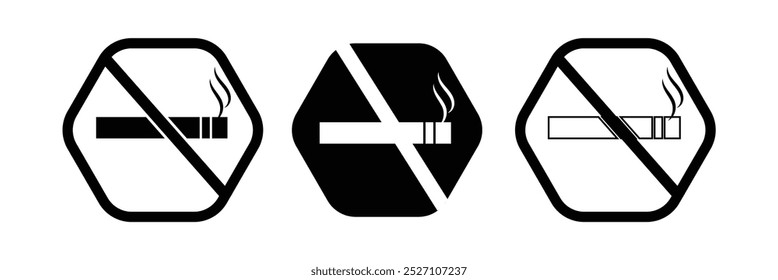 No fumar signo de icono. Cigarros, símbolo del logotipo de la prohibición del tabaco. Ilustración vectorial en fondo aislado eps 10.