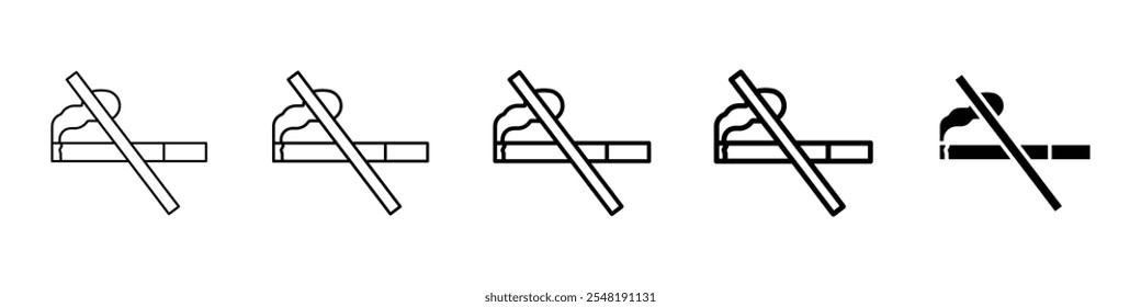 no smoking icon Simple thin line logo set