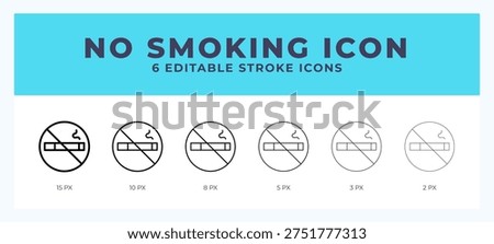 No smoking icon symbol. Isolated. Vector illustration with editable stroke.