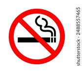 No smoking icon symbol for restaurant, room, public places. isolated cigarette prohibition sign.  