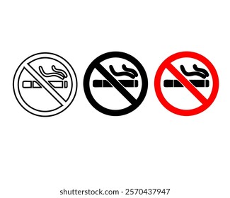 No smoking icon symbol for restaurant, room, public places. isolated cigarette prohibition sign.