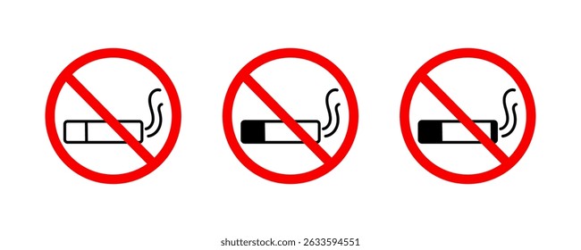 No smoking icon symbol for restaurant, room, public places. isolated cigarette prohibition sign.