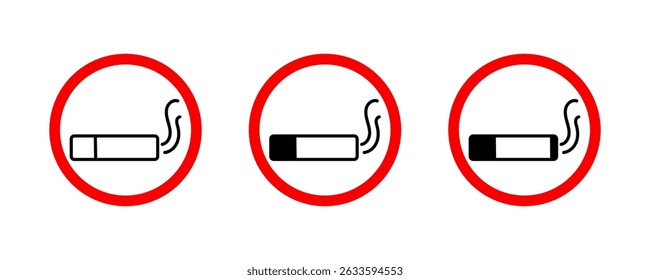 No smoking icon symbol for restaurant, room, public places. isolated cigarette prohibition sign.