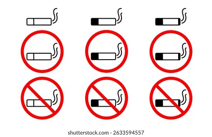 No smoking icon symbol for restaurant, room, public places. isolated cigarette prohibition sign.