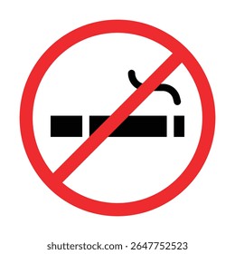 No Smoking Icon Symbol For Restaurant, Room, Public Places. Isolated Cigarette Prohibition Sign. 
