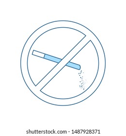 No hay ícono de fumar. Línea Delgada Con Diseño De Relleno Azul. Ilustración vectorial.