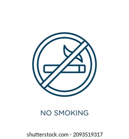 no smoking icon. Thin linear no smoking outline icon isolated on white background. Line vector no smoking sign, symbol for web and mobile