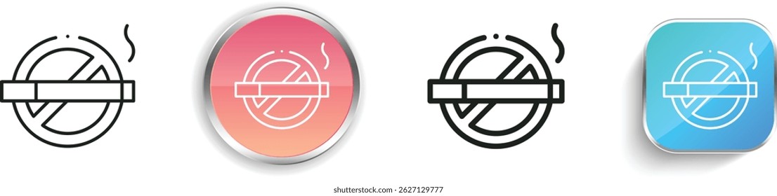 no smoking icon. Thin Linear, Regular and Button Style Design Isolated On White Background