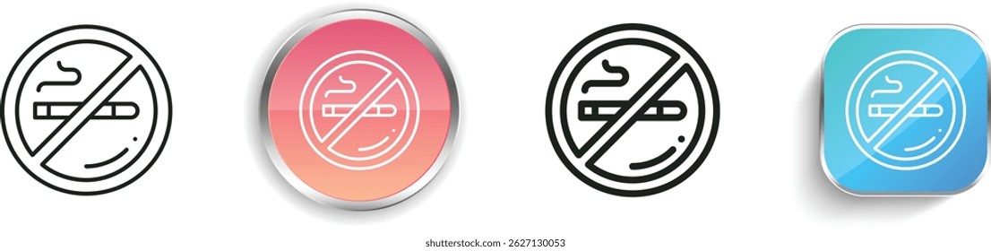 no smoking icon. Thin Linear, Regular and Button Style Design Isolated On White Background