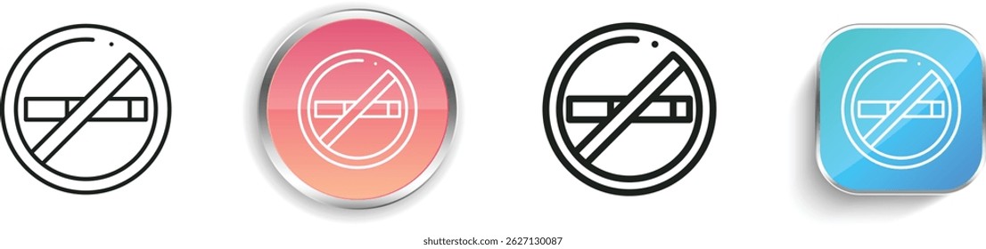 no smoking icon. Thin Linear, Regular and Button Style Design Isolated On White Background