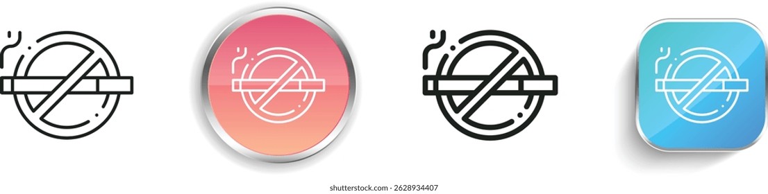 no smoking icon. Thin Linear, Regular and Button Style Design Isolated On White Background