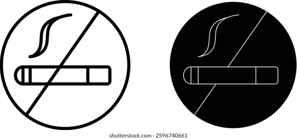 No Smoking Icon with Transparent Background – Tobacco and Cigarette Ban, Prohibited Smoking Area, Healthy Lifestyle Sign, Public Health Safety Illustration