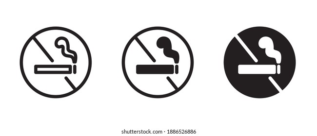 Icono de no fumar vector Cigarette Icono de Icono Ilustración genial para cualquier uso. icono de humo símbolo de signo aislado plantilla de logotipo de trazos editables y estilo de diseño plano para concepto web o móvil