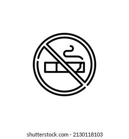 No fumar vector de icono, símbolo de servicio hotelero. Trazo editable