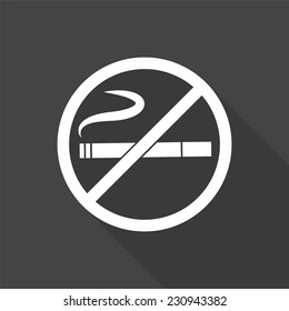 no smoking icon - vector illustration with long shadow isolated on gray 