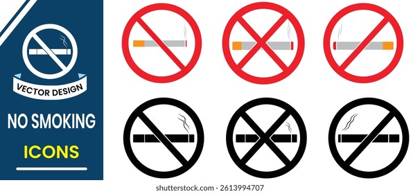 No smoking icon vector illustration. Smoking, Cigarette Prohibition symbols and sign. No smoking sign, symbol icon set.