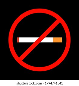 No smoking icon. No smoking vector icon. No smoking icon isolated on black background. Simple logo. Simple icon.