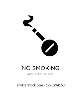 no smoking icon vector on white background, no smoking trendy filled icons from Airport terminal collection, no smoking simple element illustration