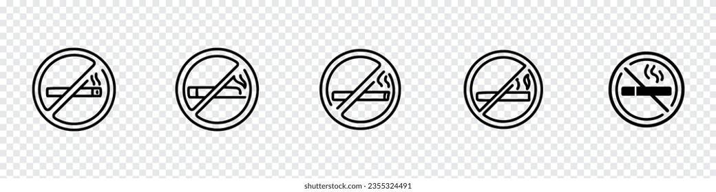 No Smoking icon vector, No smoking sign on white background, No smoking line icon. Stop smoke sign. No smoking icons, forbidden smoke sign. Forbidden sign icon