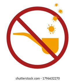 No smoking icon with virus smoke. Pipe. Spread. Banner.