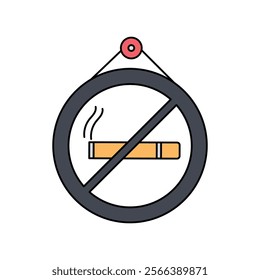 No Smoking icon with white background vector stock illustration