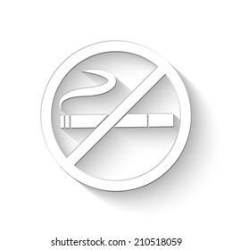 no smoking icon - white vector illustration with shadow