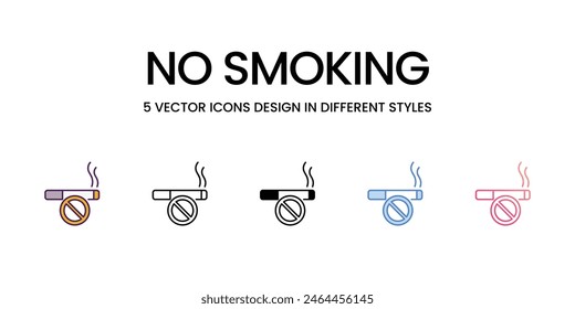 No Smoking icons different style vector stock illustration