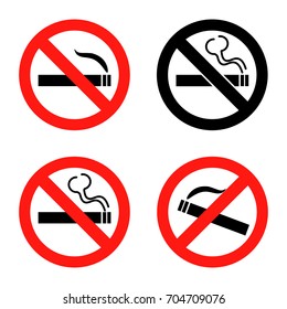 No smoking icons set. Flat design Vector Illustration