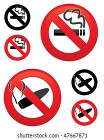 No smoking icons - Set of vector illustrations