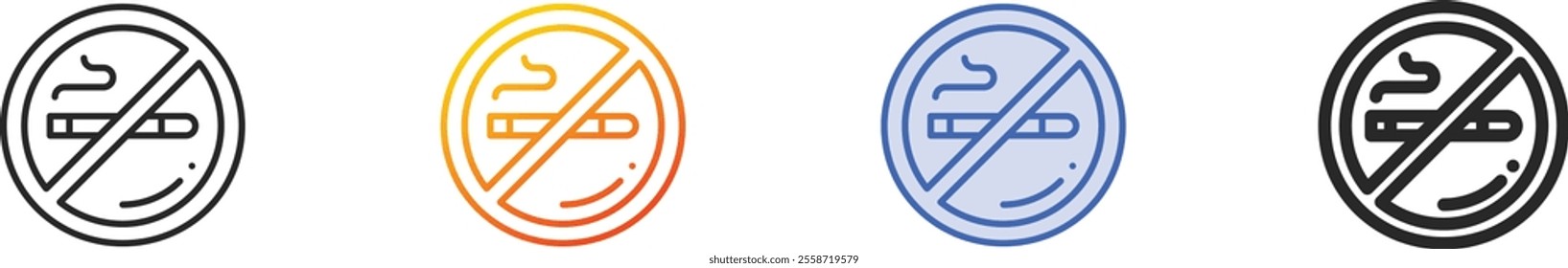 no smoking icon.Thin Linear, Gradient, Blue Stroke and bold Style Design Isolated On White Background