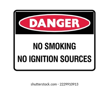 No Smoking No Ignition Sources- Danger Signs - Smoking Harmful, Not Allowed, Explosive, Fire Protection, Protection Signs.